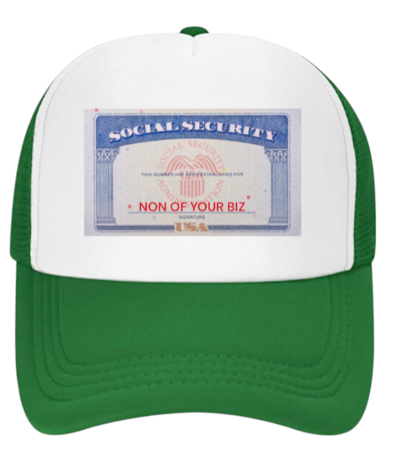 Social Security Hat Adjustable Snapback Trucker Hat Non Of Your Biz Funny Hat