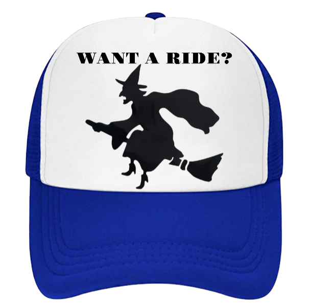 Witch Hat Witch Riding Broom Hat Adjustable Snapback Trucker Hat Halloween Hat