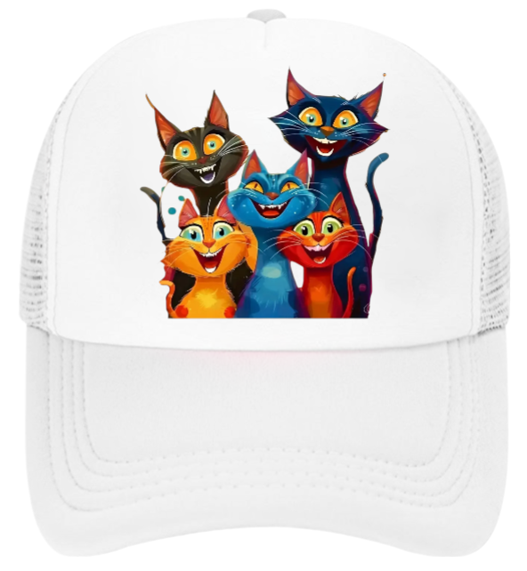 Cat Hat Adjustable Snapback Trucker Hat Smiling Cute Cat Family Cat Lovers Hat