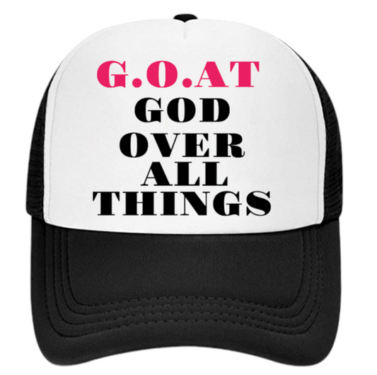 G.O.A.T Hat Adjustable Snapback Trucker Hat God Over All Things Church Faith Hat