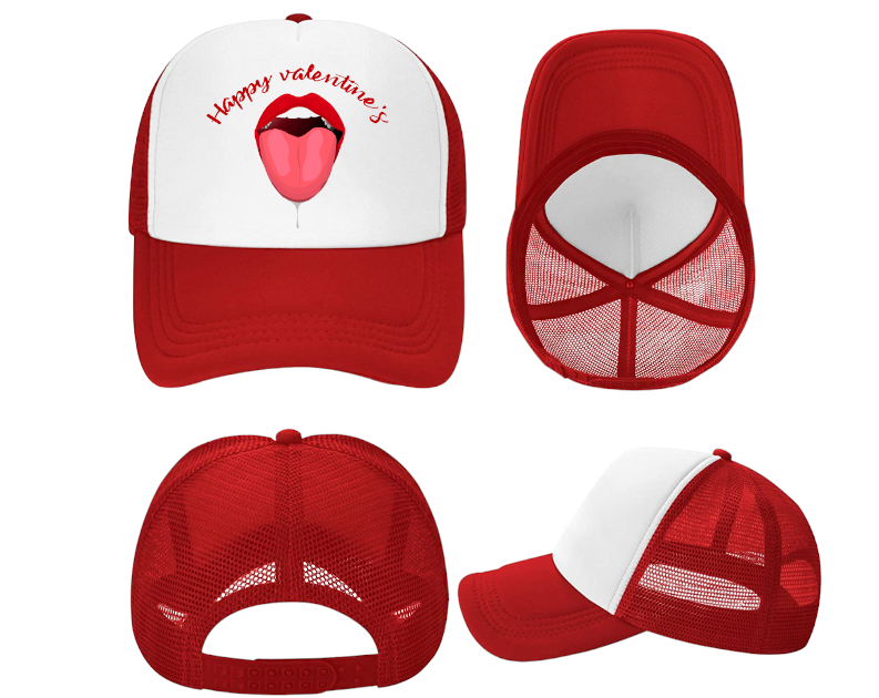 Valentines Hat Trucker Hat Adjustable Snapback Drooling Red Lips Valentines Gift
