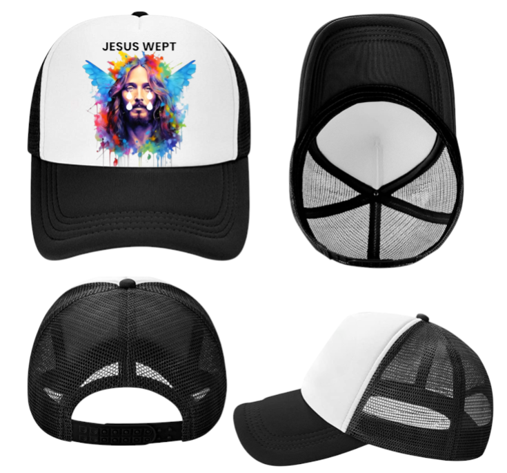 Jesus Is King Hat Adjustable Snapback Trucker Hat Religious Prayers Faith Bless