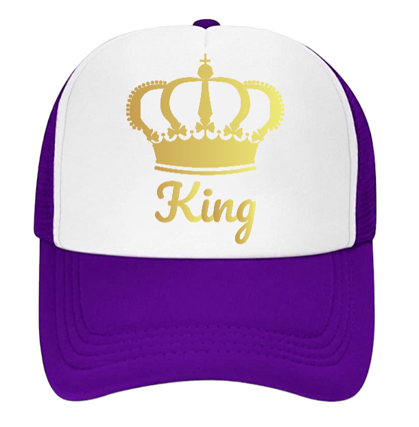 King Hat Queen Hat Adjustable Trucker Hat Couples Hat Crown Wedding Gift Love