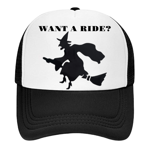 Witch Hat Witch Riding Broom Hat Adjustable Snapback Trucker Hat Halloween Hat