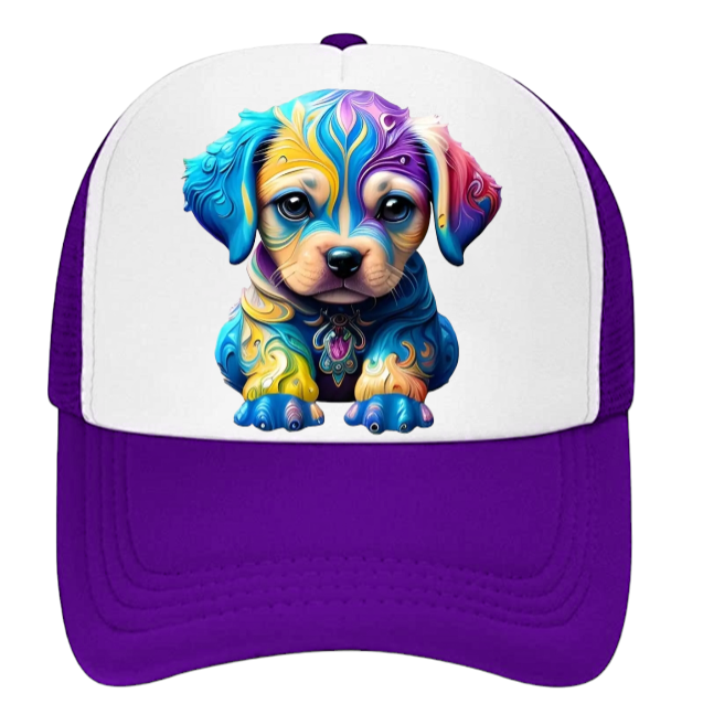 Cute Dog Hat Adjustable Snapback Trucker Hat Colorful Puppy Gift for Dog Owner