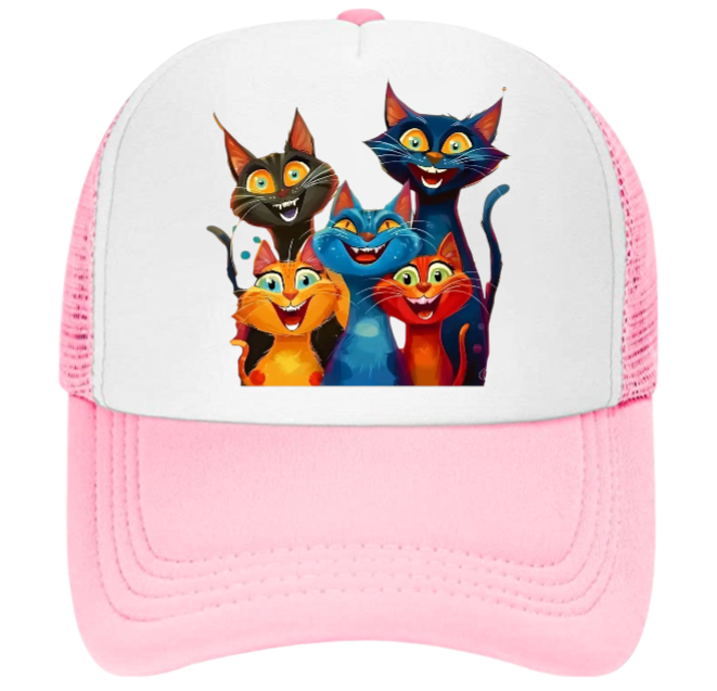 Cat Hat Adjustable Snapback Trucker Hat Smiling Cute Cat Family Cat Lovers Hat