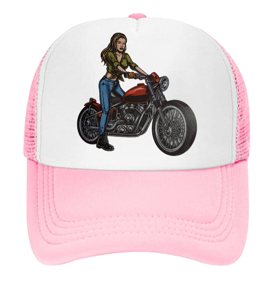 Girls Motorbike Hat Baseball Hat Trucker Hat Adjustable Snapback Biker Girl Hat