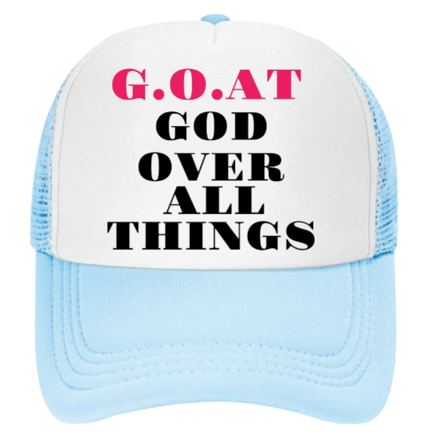 G.O.A.T Hat Adjustable Snapback Trucker Hat God Over All Things Church Faith Hat