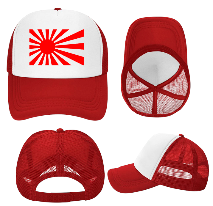 Japan Flag Hat Adjustable Snapback Trucker Hat Rising Sun Flag of Japan Hat