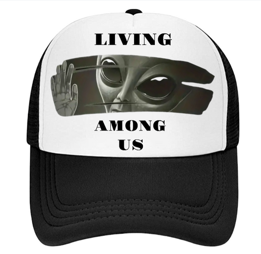 Funny Hat Alien Hat Adjustable Snapback Trucker Hat Scary Alien Peeping at Human
