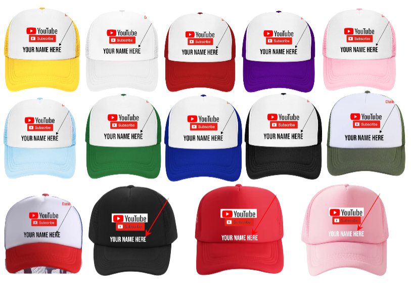 YouTube Custom Hat Subscribe Channel Social Media Followers Business Fans Gift