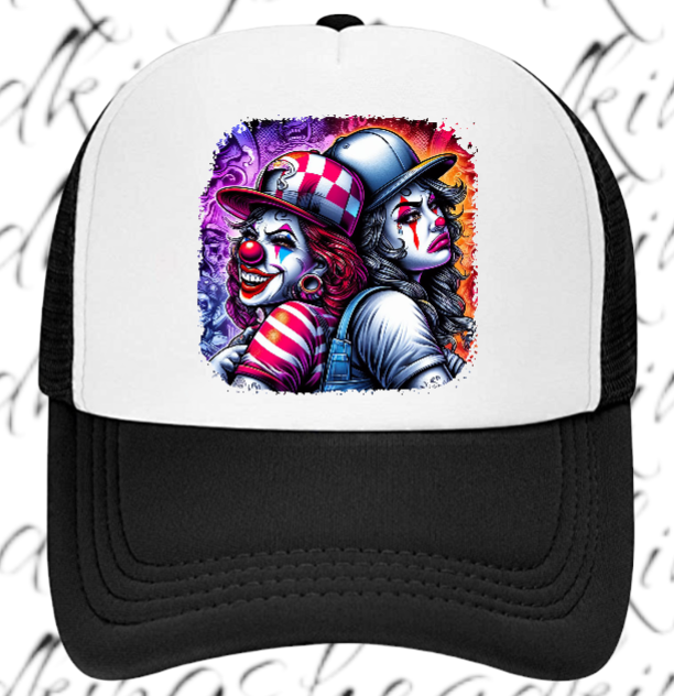 Funny Hat Laugh Now Cry Later Adjustable Snapback Trucker Hat Colorful Clown Hat