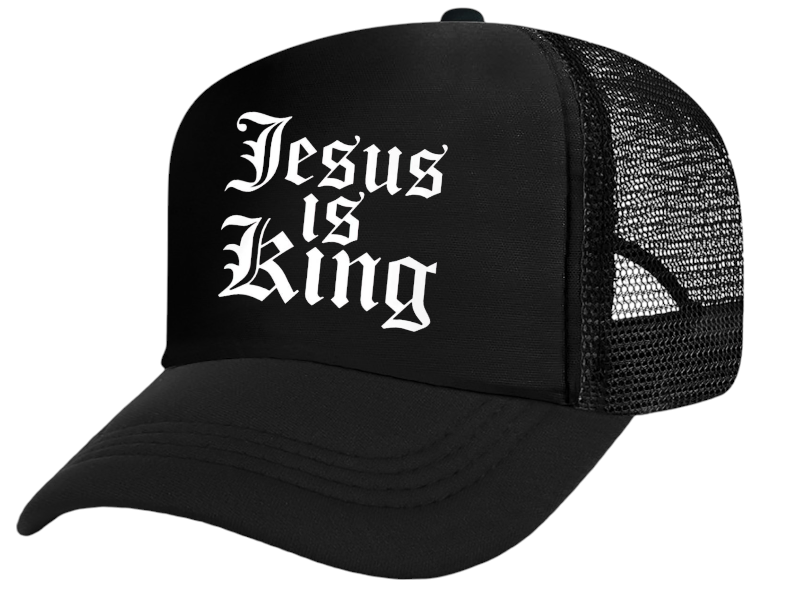 Jesus Is King Hat Adjustable Snapback Trucker Hat Religious Prayers Faith Bless