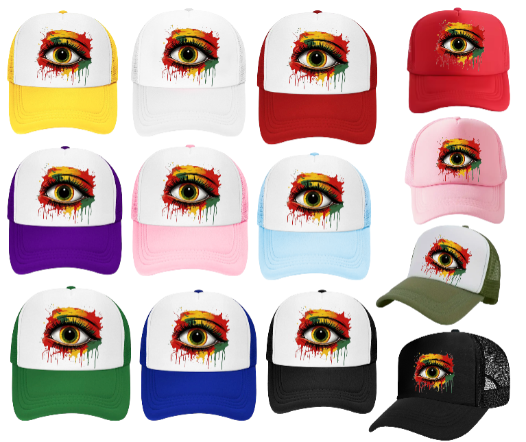 Third Eye Hat Adjustable Snapback Trucker Hat Dimensional Multicolored Third Eye