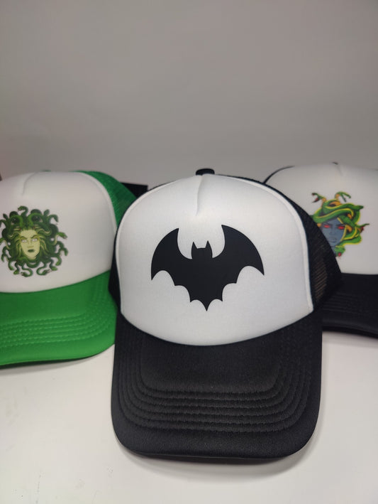 Black Bat Hat Adjustable Snapback Trucker Hat Halloween Theme Black Bat Hat