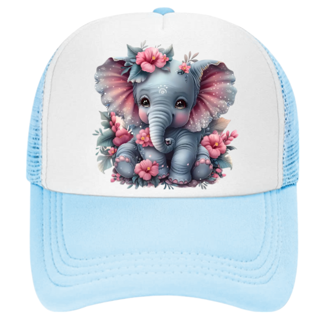 Anime Elephant Adjustable Snapback Trucker Hat Cute Elephant Colorful Funny Hat