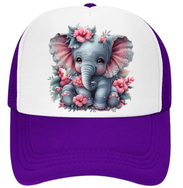 Anime Elephant Adjustable Snapback Trucker Hat Cute Elephant Colorful Funny Hat
