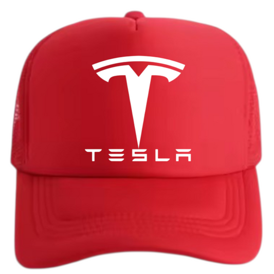 Tesla Hat Adjustable Snapback Trucker Outdoors Hat Tesla Gift Car Lover Hat Red