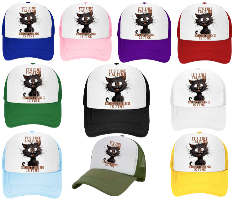 Angel Cat Hat Adjustable Snapback Trucker Hat Cute Black Cat With Wings Floral