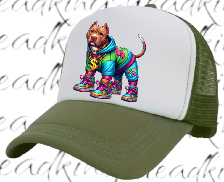 Dog Hat Adjustable Snapback Trucker Hat Gangster Dog Sneakers Dog Bulldog