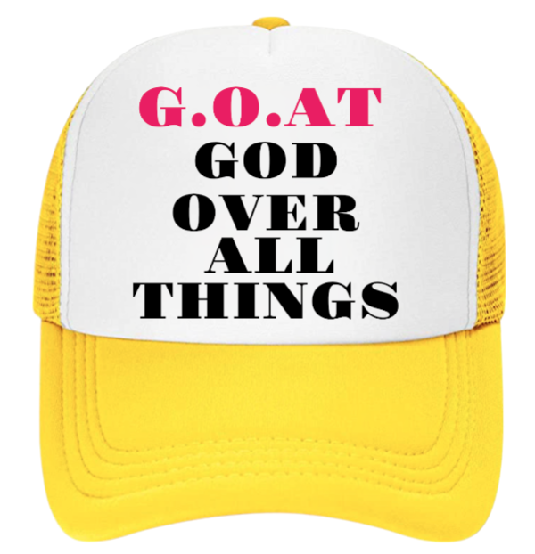 G.O.A.T Hat Adjustable Snapback Trucker Hat God Over All Things Church Faith Hat